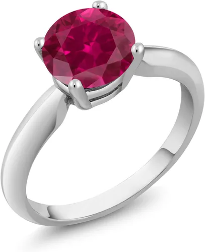 Vista 3 de Gem Stone King Anillo de compromiso solitario redondo de plata de ley 925 de 0.276 in con piedra natal Anillo de compromiso de boda aniversario