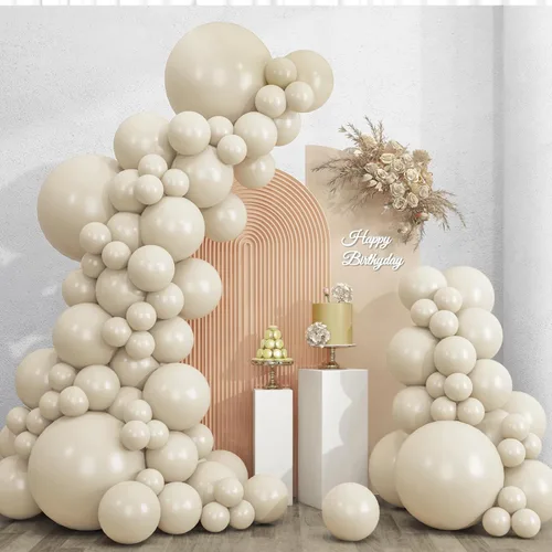 Vista 14 de RUBFAC 135 globos de color rosa bebé de diferentes tamaños de 18, 12, 10 y 5 pulgadas, para arco de guirnalda, globos de látex rosa pastel claro