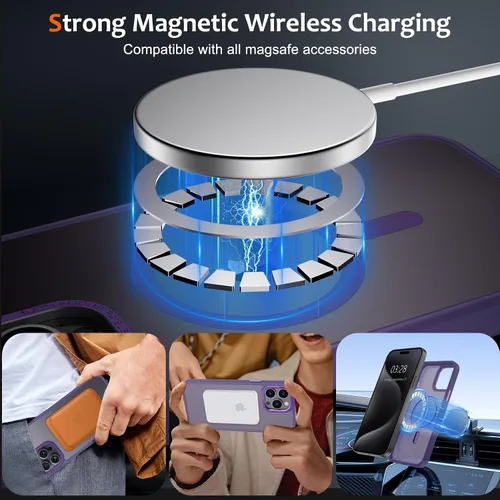 Vista 520 de Anuck - Funda magnética para iPhone 11 compatible con MagSafe, carcasa trasera mate translúcida dura, borde de TPU, delgada, resistente a impactos