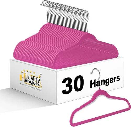 Vista 11 de Perchas de plástico para niños de calidad, paquete de 30, sin terciopelo, no aterciopeladas, delgadas, compactas, con gancho giratorio para camisas