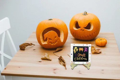 Vista 4 de Decoraciones de Halloween para interiores, decoración de bandeja escalonada, decoración de mesa de madera, decoración rústica de granja para sala