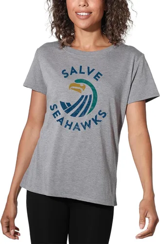 Vista 25 de Colección oficial de camisetas sueltas con logotipo desgastado grande universitario para mujer, jaspeado atlético