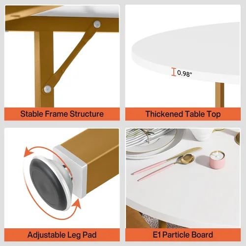 Vista 13 de Tribesigns Mesa de comedor redonda de 47 pulgadas para 4 personas, mesas de comedor circulares con estantes de almacenamiento y parte superior