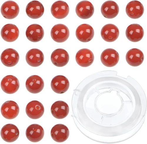 Vista 51 de Bymitel - 210 cuentas de cristal natural, piedras preciosas redondas energéticas y curativas sueltas con cordón elástico para hacer joyas, pulseras