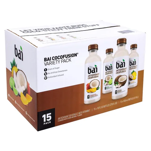 Bai Coco Volcanic - Paquete variado de bebidas antioxidantes (paquete de 1) 18 onzas líquidas, 270 onzas líquidas