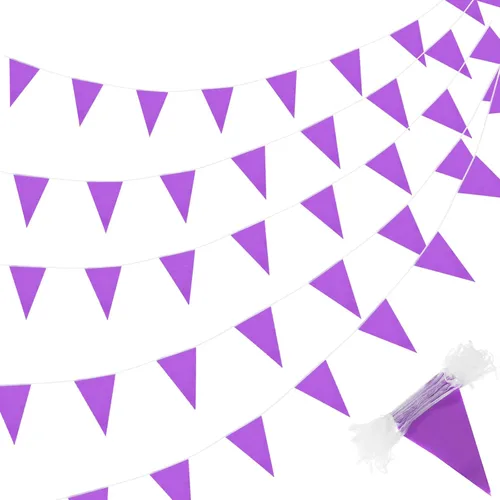 Vista 13 de Preboun Banderines de 400 pies sólidos, 240 unidades, guirnalda triangular para colgar, guirnalda a granel para gran apertura, carnaval, fiesta