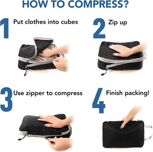 Vista 5 de Juego de 4 cubos de embalaje de compresión para maletas, equipaje de mano