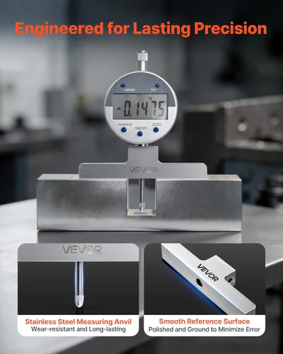 Vista 5 de VEVOR Medidor de profundidad, micrómetro de profundidad, indicador electrónico digital de 0-22 pulgadas, rango de medición de 0.0005 pulgadas