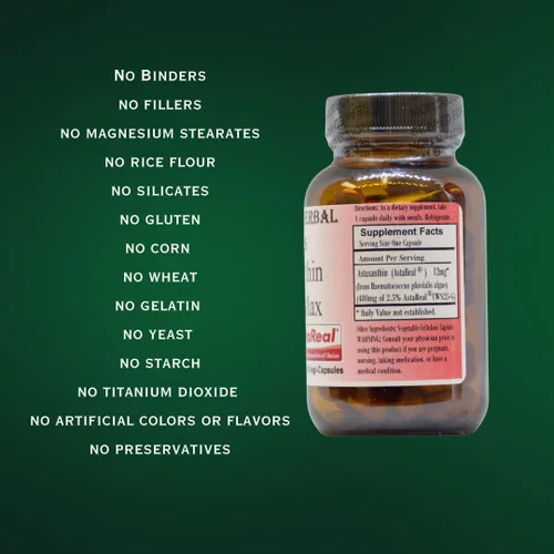 Vista 4 de Barlowe's Herbal Elixirs Suplementos de astaxantina AstaReal Astaxantina Vegana Max 12mg 60 Cápsulas Vegetales Astaxantina