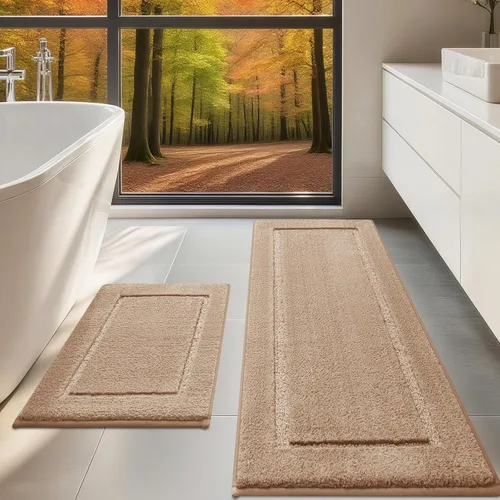 Vista 24 de Alfombras de baño de 24 x 17 pulgadas, microfibra extra suave y absorbente, parte trasera antideslizante, secado rápido, lavable a máquina, tapetes