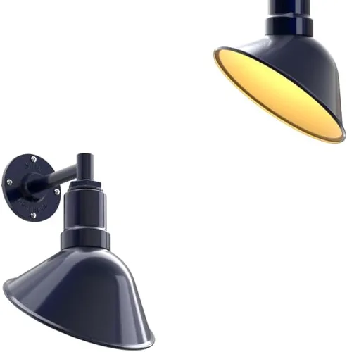 Vista 28 de Steel Lighting Co. Luz de Letrero de Tienda Venice para Pared de Acento de Restaurante Exterior Cúpula de 9 pulgadas Brazo Recto de 6 pulgadas