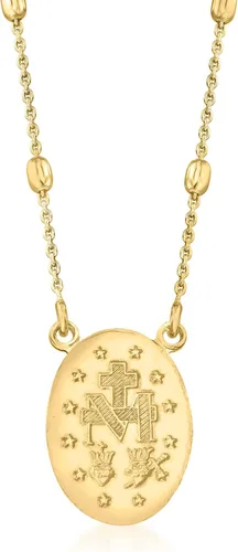 Vista 5 de Ross-Simons Italian 18kt Gold Over Sterling Miraculous Medal Beaded Station Necklace
