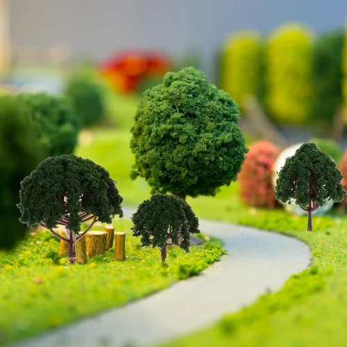 Vista 2 de 20 unidades de árboles modelo de plástico en miniatura para micro paisaje tren decoración de paisajes artificiales diorama suministros