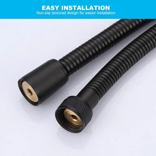 Vista 5 de ALEASHA Manguera de ducha de 79 pulgadas con acabado negro mate, acero inoxidable SUS 304 extra larga, repuesto para limpieza de baño de mascotas
