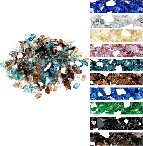 Vista 11 de Onlyfire Vidrio ignífugo de 10 libras para fogata de propano y chimenea de gas, rocas de vidrio reflectantes de 1/2 pulgada para mesa de hoguera