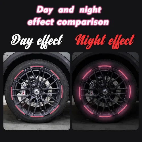 Vista 2 de 20 calcomanías reflectantes para ruedas de automóvil, calcomanías decorativas de advertencia de seguridad nocturna, calcomanías reflectantes