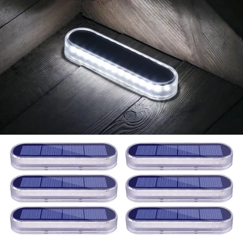 Vista 7 de Honalia Paquete de 6 luces solares azules para muelles y entradas, funciona con energía solar, paquete de 6 luces de paso de hormigón para entrada