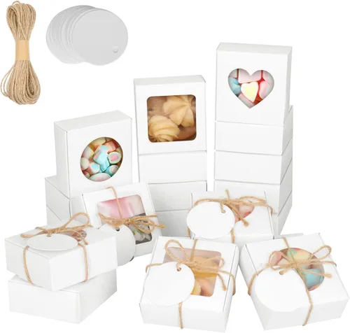 Vista 14 de COTOPHER Caja de jabón, 30 cajas pequeñas de embalaje de jabón de 2.8 x 2.8 x 1.2 pulgadas, mini cajas de papel kraft con ventana para jabón casero