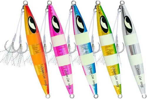 Vista 6 de OCEAN CAT Jigs de pesca de agua salada en alta mar Jigging de velocidad de lanzamiento lento señuelos vertical Jigging vertical Plantilla de otoño