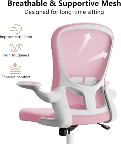 Vista 4 de Silla de oficina ergonómica, cómoda silla giratoria para oficina en casa, silla de escritorio de malla transpirable, silla de computadora de apoyo