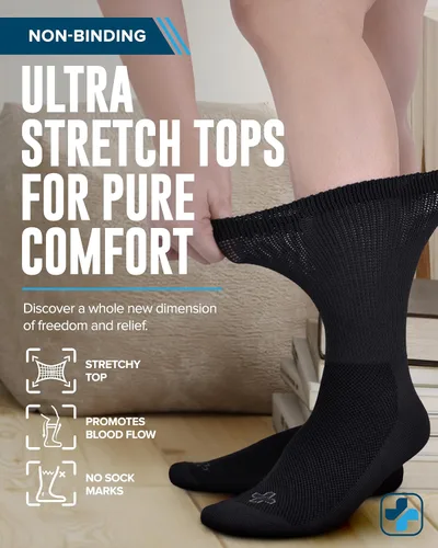 Vista 2 de Doctor's Select Diabetic Socks for Men and Women - Non-Binding Neuropathy Socks for Diabetics Men Non Grip & Grip Socks