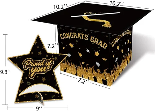 Vista 5 de Caja de tarjetas de felicitación para clase de 2025, centro de mesa de fiesta de graduación y kit de decoración de mesa