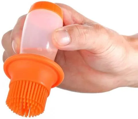 Vista 7 de Juego de 2 cepillos para botellas de aceite con cuenco de vidrio grueso, dispensador de aceite de silicona, cepillo para salsa de barbacoa, cepillo