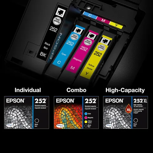 Vista 5 de EPSON 252 DURABrite Ultra Ink cartucho cian de capacidad estándar (T252220-S) funciona con WorkForce WF-3620, 3640, 7110, 7610, 7620, 7710, 7720