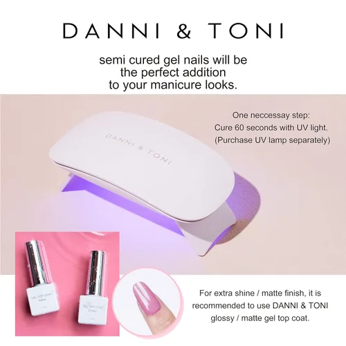 Vista 7 de DANNI & TONI Tiras de uñas de gel semicuradas, color burdeos (almenina), color rojo, calcomanías de uñas de gel de color sólido, 37 calcomanías