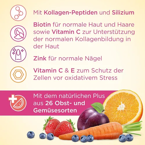 Vista 4 de Nature's Way ¡Alive! Gomitas prémium para cabello, piel y uñas, fórmula de belleza*, con colágeno, biotina, vitaminas C y E, sabor a fresa, 60