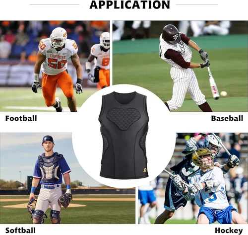 Vista 5 de Men's Football Padded Compression Shirt Baseball Chest Protector Rib Protector Vest Heart Guard Sternum Undershirt for Rugby Soccer Hockey Paintball