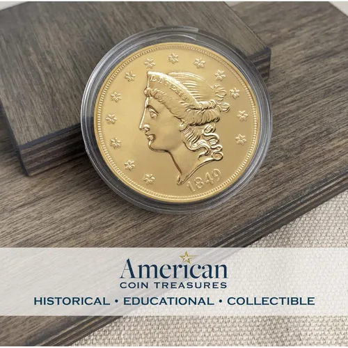 Vista 2 de 1849 P Liberty $20 Double Eagle Tributo de American Coin Treasures - Pieza de exhibición coleccionable de estado nítido con capa de oro