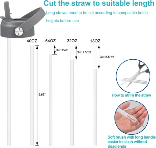 Vista 5 de KMN Tapa de popote para boca ancha Hydro Flask, tapas con popote para Hydroflask de boca ancha de 12, 16, 18, 20, 32, 40 onzas, tapa de popote