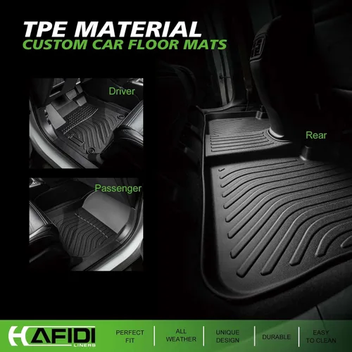 Vista 2 de HAFIDI® - Tapetes para auto con almacenamiento debajo del asiento, para todo clima, antideslizantes, de elastómero termoplástico, para la primera