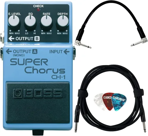 Vista 8 de Boss CH-1 Super Chorus - Paquete con fuente de alimentación Gearlux, cable de instrumento, cable de conexión y púas