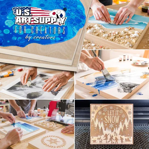 Vista 7 de U.S. Art Supply Paneles de madera acunados sin terminar de 5 x 7 pulgadas para pintar, galería de 1-1/2 pulgadas de profundidad