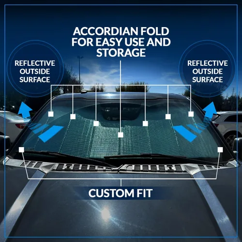 Vista 5 de SS-055 - Parasol para parabrisas delantero de automóvil compatible con Cadillac SRX 2010-2016 Protector solar estilo acordeón de ajuste