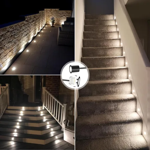 Vista 2 de RNEHON - Luz LED empotrable blanca natural, 12 V, luces de bajo voltaje con carcasa protectora, Φ1.18 luces de paisaje al aire libre para jardín