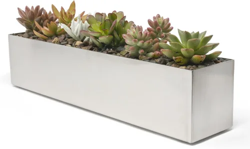 Vista 13 de Buhbo Maceta rectangular moderna de acero tipo artesa de 16 pulgadas, negro