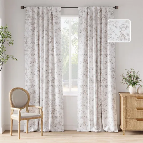 Vista 20 de jinchan Cortinas Opacas Florales 95% de 63 Pulgadas de Largo, Cortina Opaca con Flores Impresas Azules para Dormitorio con Bolsillo para Varilla