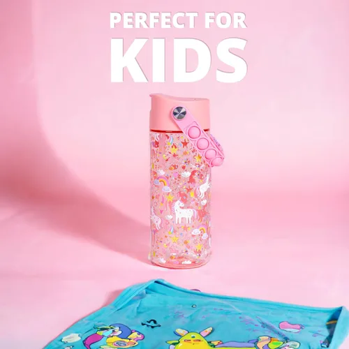 Vista 52 de Elemental Botellas de agua para niños – Botella de agua para niños Splash para la escuela con mango Pop-it – Botella de agua de plástico Tritan sin