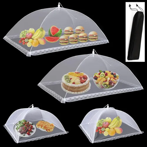 Vista 9 de Cubiertas de malla para alimentos para exteriores, 3 extra grandes de 40 x 24 pulgadas, cubierta de malla para alimentos para exteriores, barbacoa