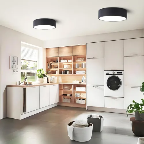 Vista 6 de Lámpara de techo de montaje empotrado regulable moderna, luces LED redondas de color negro mate, iluminación de 5CCT 2700K-6000K para cocina