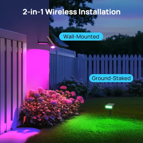 Vista 10 de Consciot Focos solares para exteriores, luz solar exterior ajustable de 170°, 7 luces de jardín multicolor impermeables IP65, iluminación de paisaje