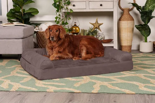 Vista 60 de Furhaven - Cama ortopédica para perros, estilo sofá, acolchada, con funda extraíble y lavable, color gris hierro, tamaño jumbo plus (XXL)