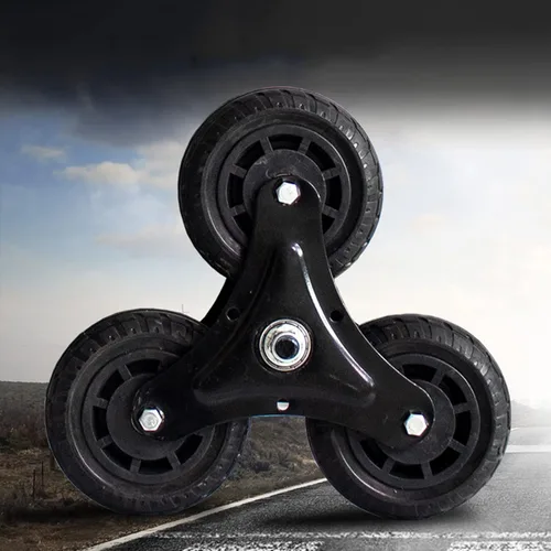 Vista 2 de Carro de la compra con ruedas, 220 libras Heavy Duty Hand Truck 6 ruedas Carretilla escaladora plegable asistida utilidad carro ajustable mango