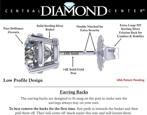 Vista 2 de Aretes de oro macizo de 14 quilates y diamantes de imitación de plata, aretes de circonita cúbica, 0.30 ct a 8.00 ct