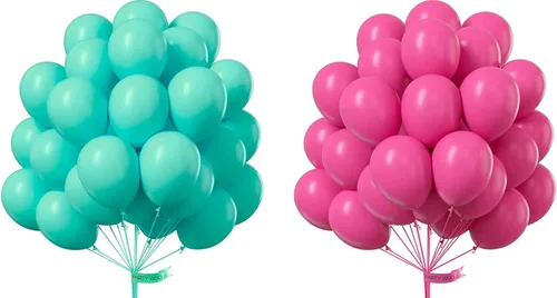 PartyWoo 50 globos de color verde azulado de 12 pulgadas y 50 globos de color rosa intenso, 50 unidades de 12 pulgadas
