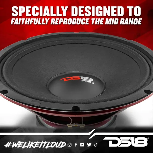 Vista 3 de DS18 PRO-X12M - Altavoz de 12 pulgadas, rango medio, canasta de acero rojo, 900 W máximo, 300 W RMS, 8 ohmios, altavoces de puerta de audio de alta