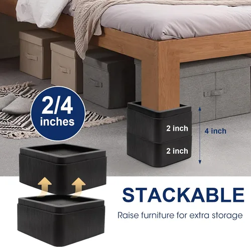 Vista 4 de MYMULIKE Elevadores de cama de 2 pulgadas, de gran tamaño se ajustan a patas de 5.5 pulgadas, resistente 6000 libras, bloques elevadores de cama